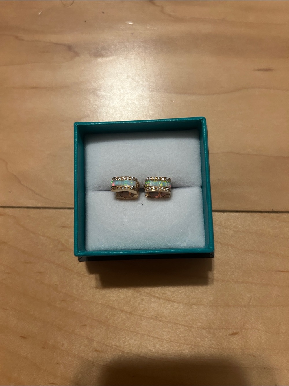 18K Gold Opal & Diamond Earrings.